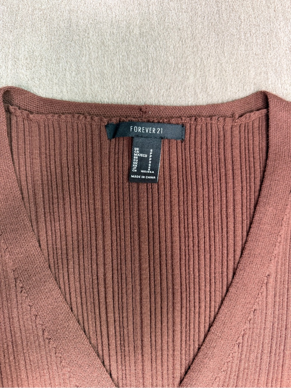 Forever 21 Cropped Ribbed Button-Up Cardigan - Picture 2 of 3